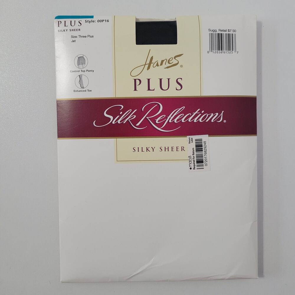 Vintage Hanes Plus Silk Reflections Silky Sheer Control Top size 3 Plus Jet